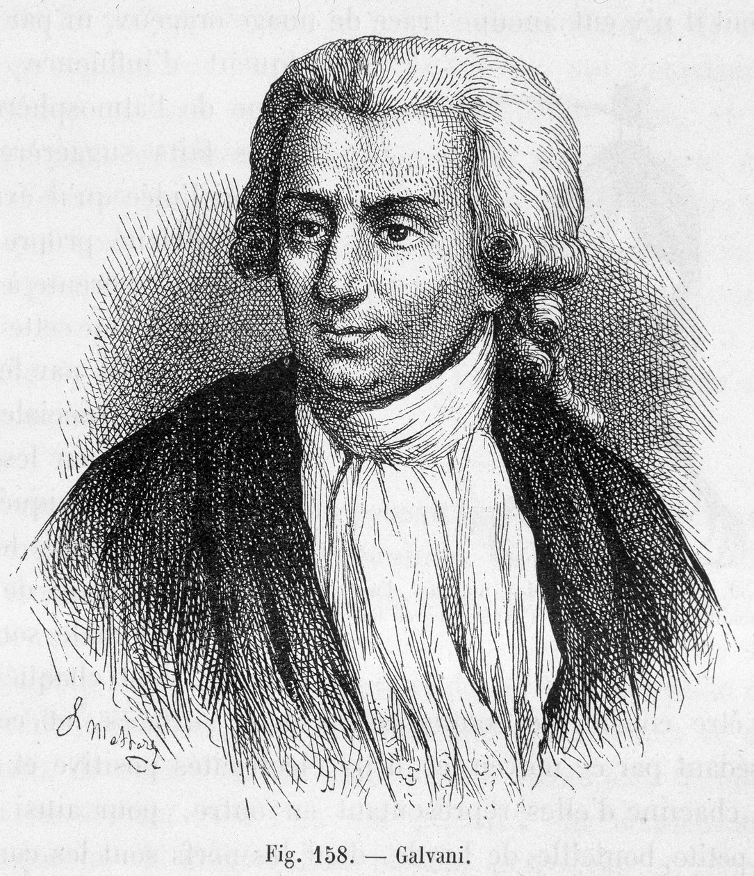 Portrett av Luigi Galvani, italiensk lege og fysiker (1737 - 1798) - i "" Magnetism and Electricity"" av Amédée Guillemin av Unknown artist