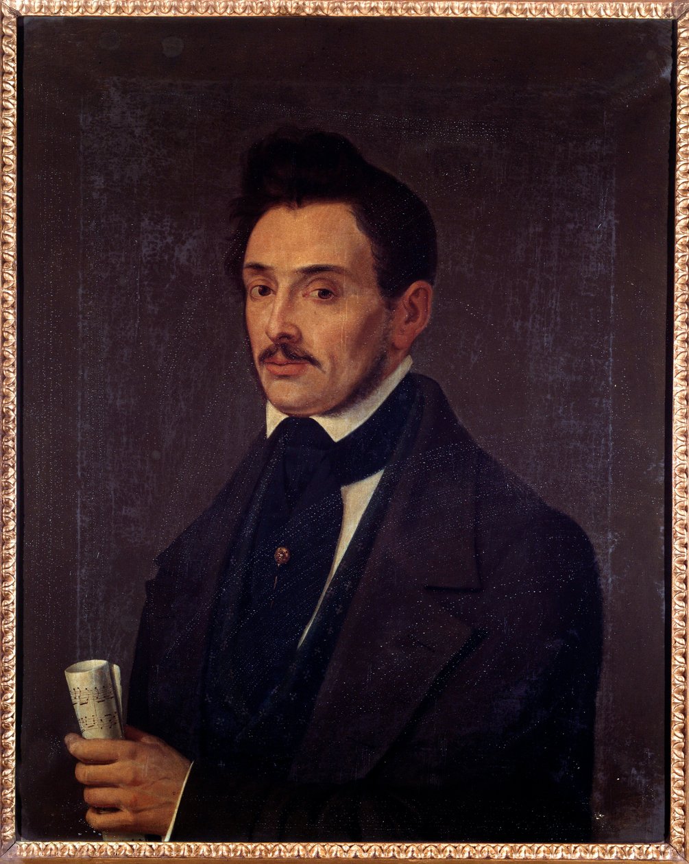 Portrett av Luigi Ghirelli (1800-tallet) bassist Anonymt maleri. 1800-tallet. Bologna, borgerlig musikalsk bibliografisk museum. av Unknown artist