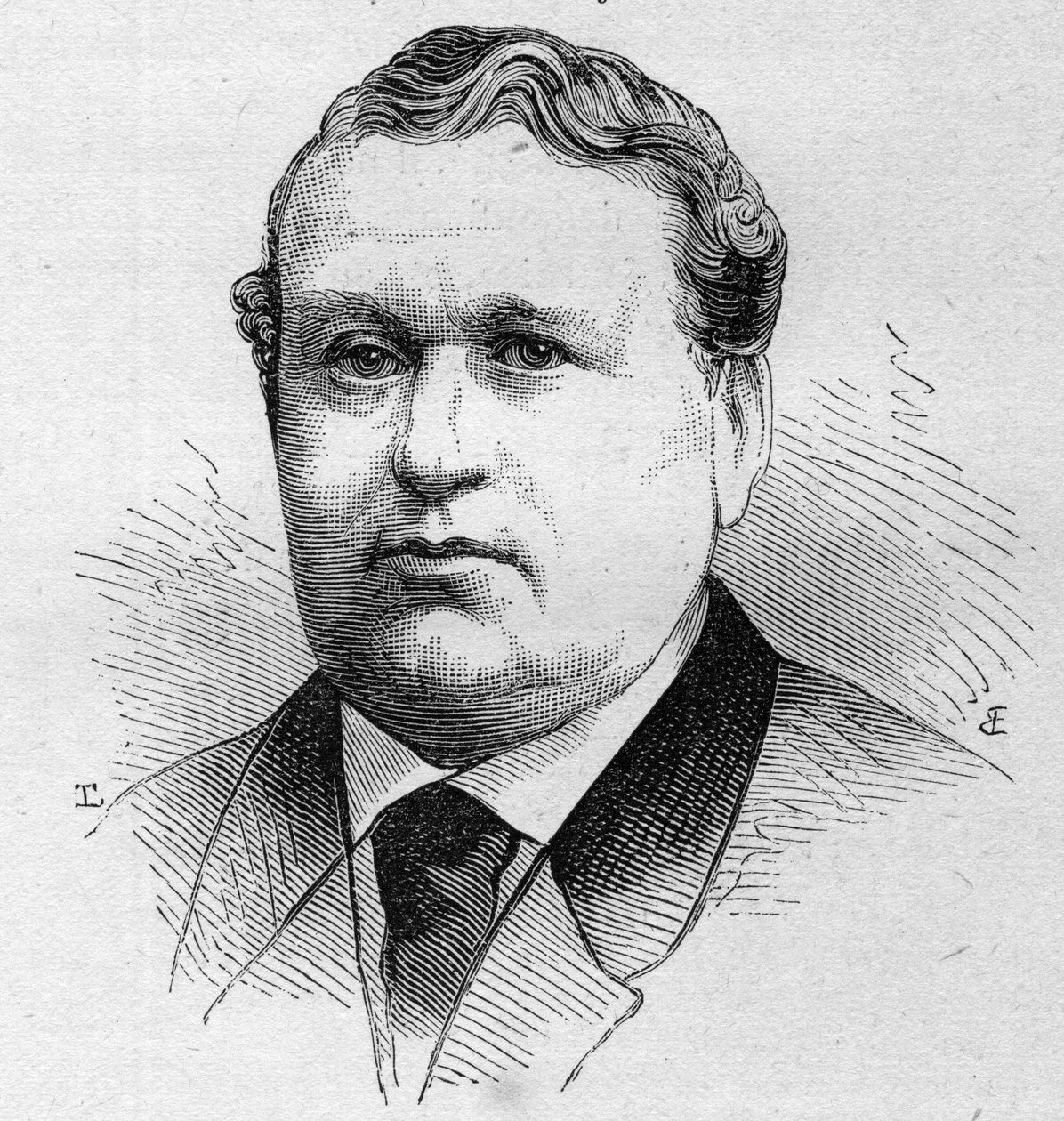 Portrett av M. Thiron, fransk komiker, medlem av Comedie Francaise fra 1852 til 1889. Gravering i “” Le Monde Illustré”” n¡1168 av 16. august 1879. av Unknown artist