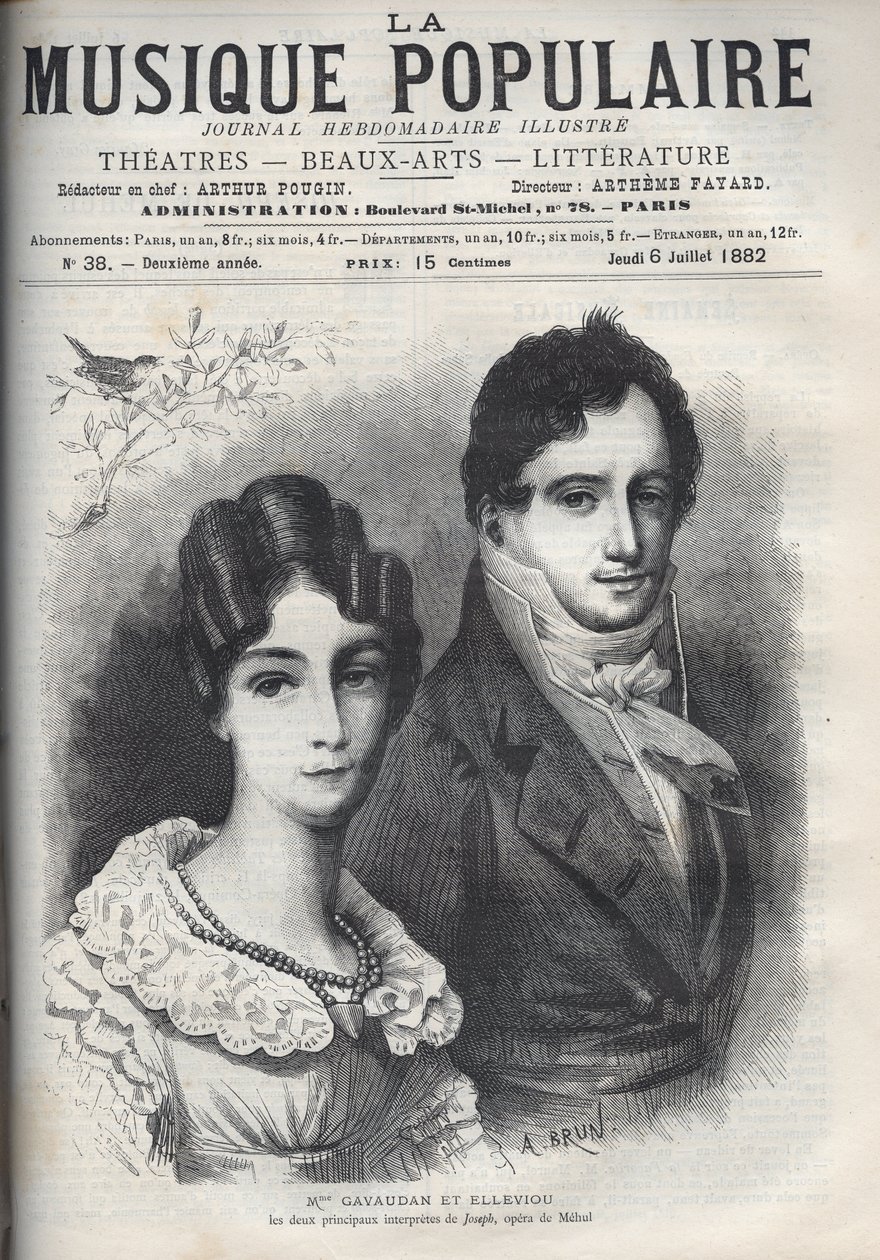 Portrait of Madame Gavaudan and Elleviou. Alexandrine Marie Agathe Gavaudan Ducamel (Alexandrine-Marie-Agathe Gavaudan-Ducamel) (1781-1850), and Jean Elleviou (1769-1842), French singer, comedian and librettist, are the two main performers of “Joseph”, ope av Unknown artist