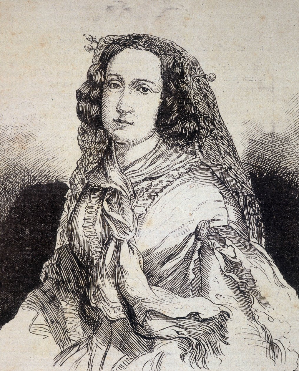 Portrett av Madame Marceline Desbordes-Valmore (Desbordes Valmore) (1786 - 1859), fransk forfatter - i "" Les Contemporains", n.d. slutten av 1800-tallet. av Unknown artist