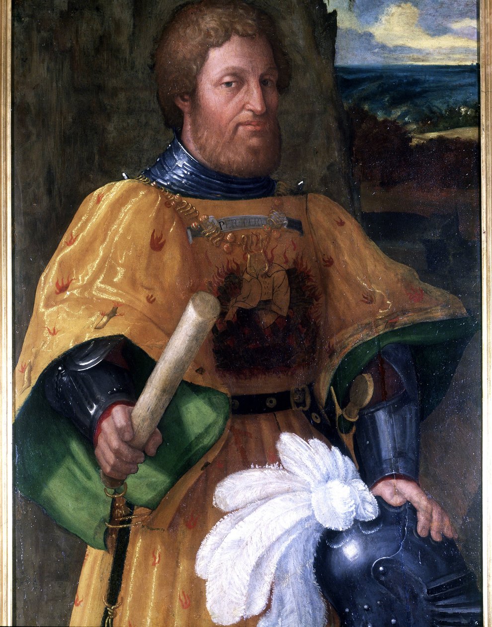 Portrett av Marcoantonio Colonna, general som deltok i slaget ved Lepante (Lepanto) i 1571. Maleri sd. av epoc.Naval Academy of Leghorn av Unknown artist