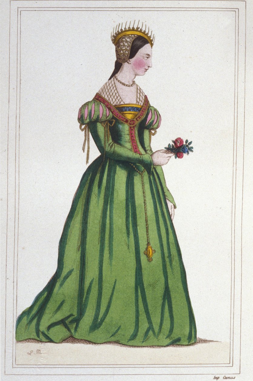 Portrett av Marguerite de France (1523 - 1574), datter av Francois I og Claude de France. Gravering fra 1830 av Unknown artist