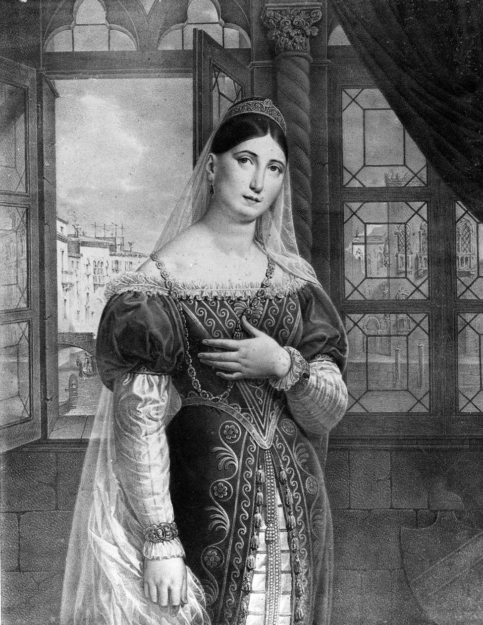 Portrett av Maria Garcia kalt Malibran (1808-1836) sangerinnen i rollen som Desdemone for "" Othello "" (Otello) av Gioachino Rossini. Teatro alla Scala 1833. av Unknown artist