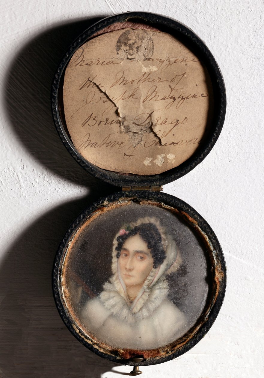 Portrett av Maria Mazzini, mor til Giuseppe Mazzini (miniatyrmaleri av Unknown artist