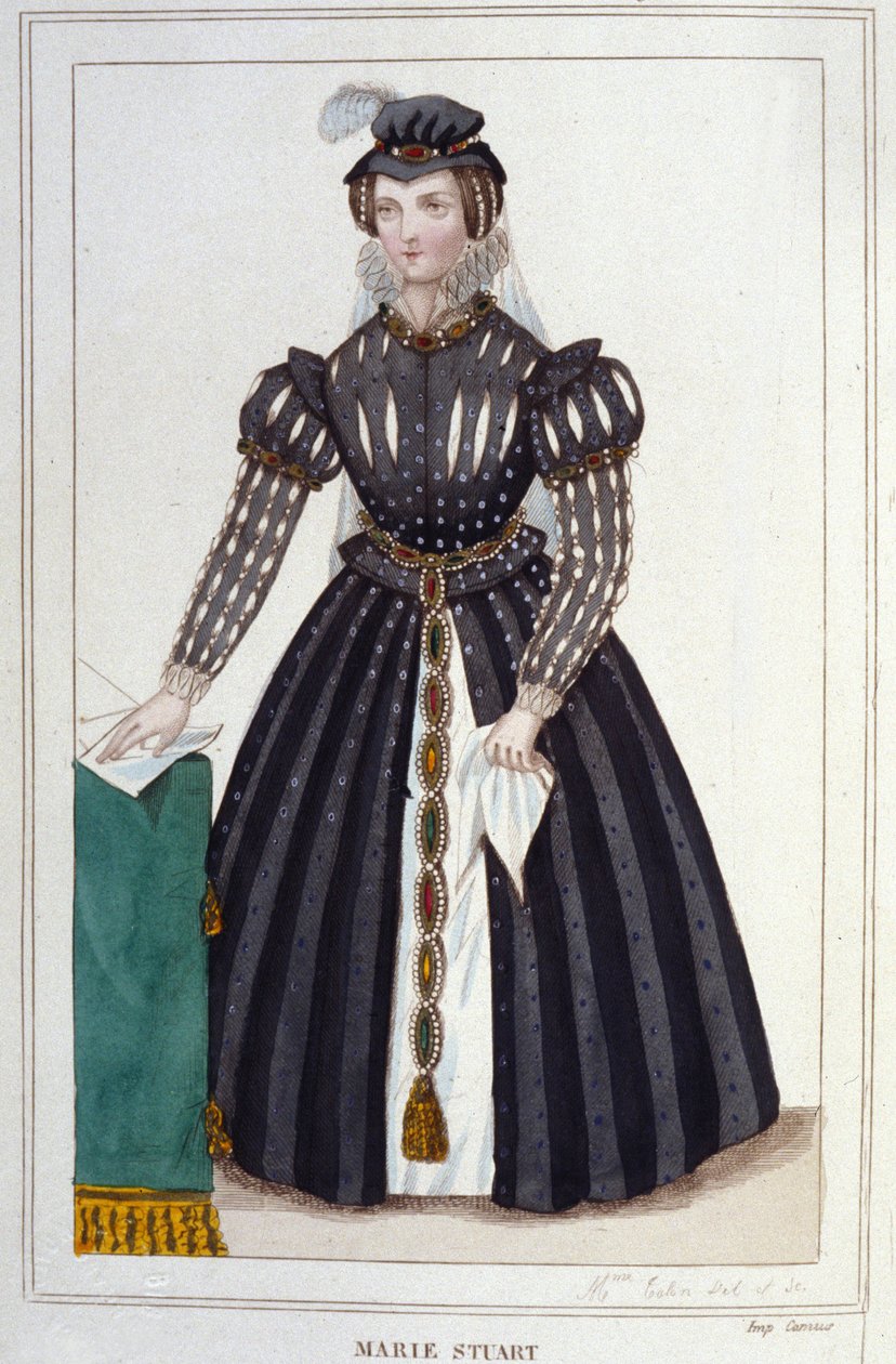 Portrett av Marie Stuart (1542 - 1587) Gravering av 1830 av Unknown artist