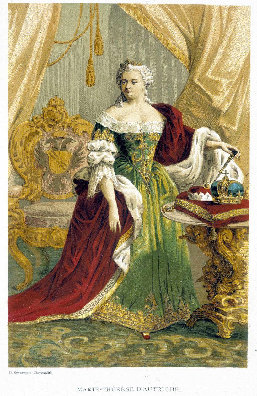 Portrett av Marie Therese av Østerrike (1717-1780). 1800-talls kromolitografi. av Unknown artist