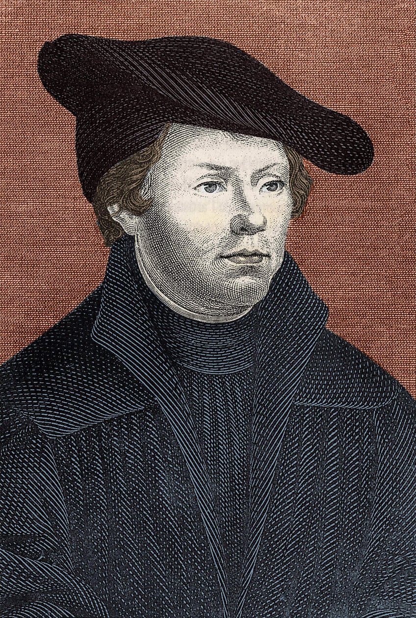 Portrett av Martin Luther (1483 - 1546) tysk religiøs reformator - gravering av Unknown artist