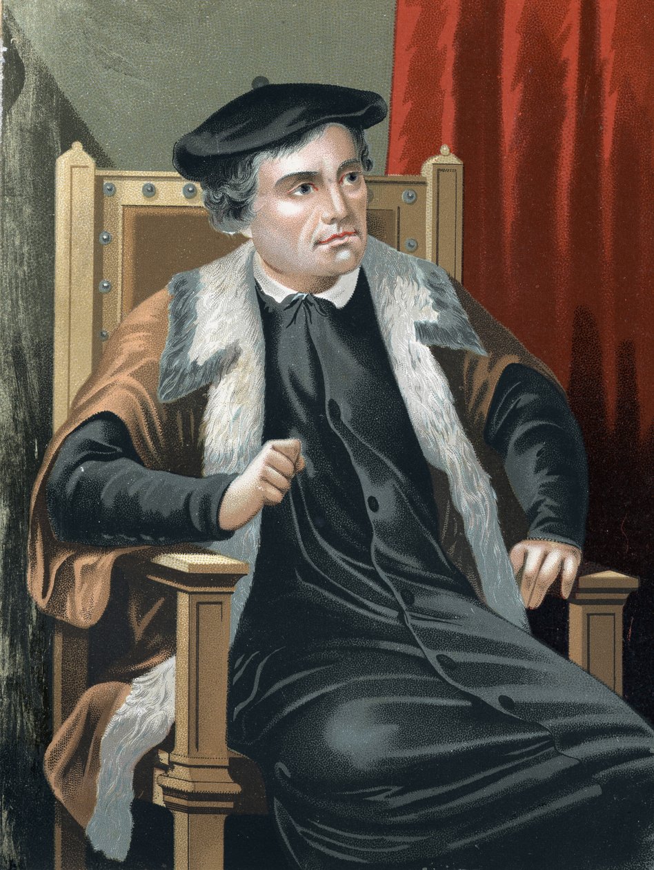Portrett av Martin Luther (1483 - 1546) fra kjente menn og kvinner. Barcelona 1877. av Unknown artist
