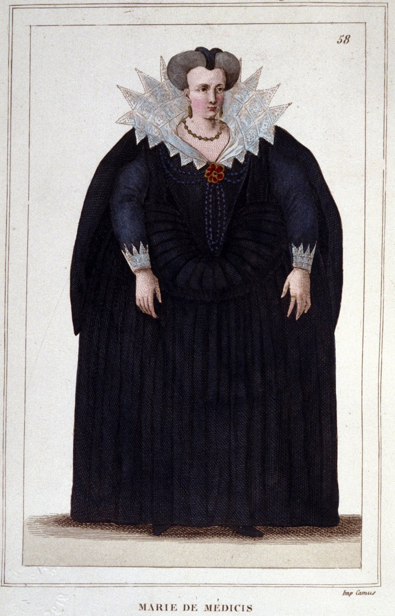 Portrett av Maria av Medici (1573 - 1642), kone til Henrik IV og mor til Ludvig XIII. Gravering fra 1830 av Unknown artist