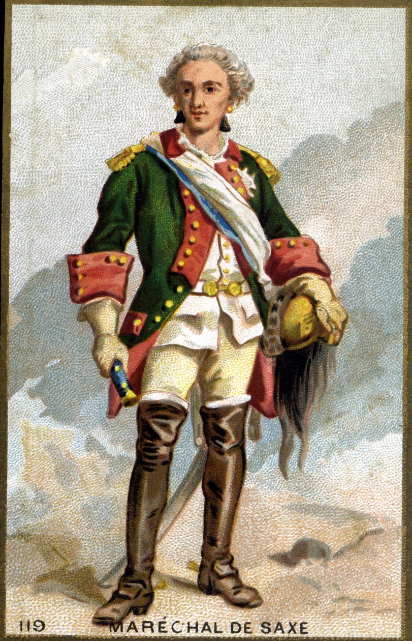 Portrait of Maurice, Count of Saxony known as the Marshal of Saxony (1696 - 1750), Marshal of France. Chromolithography of the 19th century. av Unknown artist