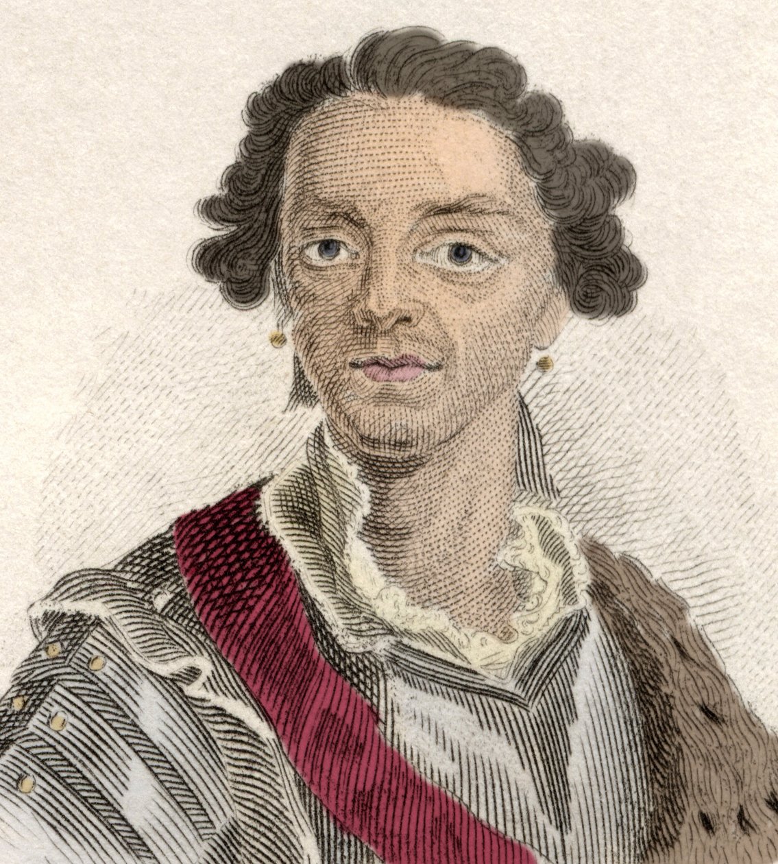 Portrett av Maurice av Sachsen (Hermann Moritz) (1696-1750), kalt "greve av Sachsen" eller "greve av Raute", kondottiere og marechal general i Frankrike. Gravering av 1800-tallet. av Unknown artist