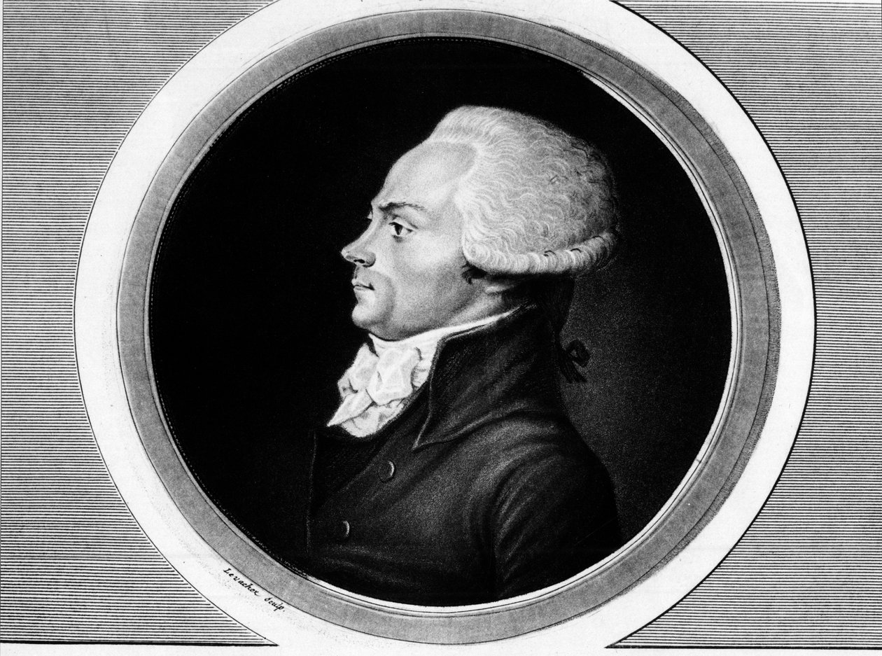 Portrett av Maximilian av Robespierre (1758-1794), medlem av generalstatene og stedfortreder for Paris ved nasjonalkonvensjonen. i "" Collection complete des tableaux historiques de la revolution francaise, en trois volumes."" 1804. av Unknown artist