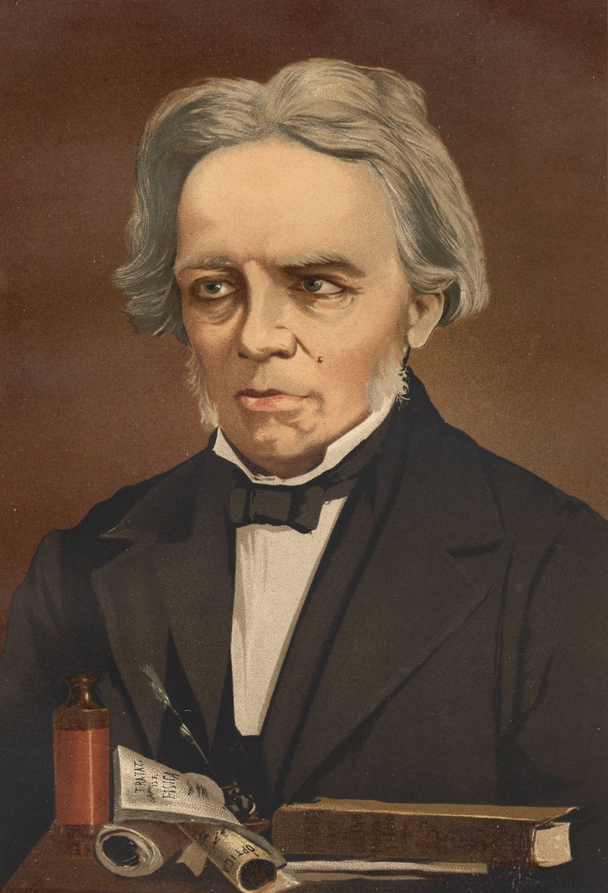 Portrett av Michael Faraday. Britisk fysiker og kjemiker (Newington, Surrey av Unknown artist