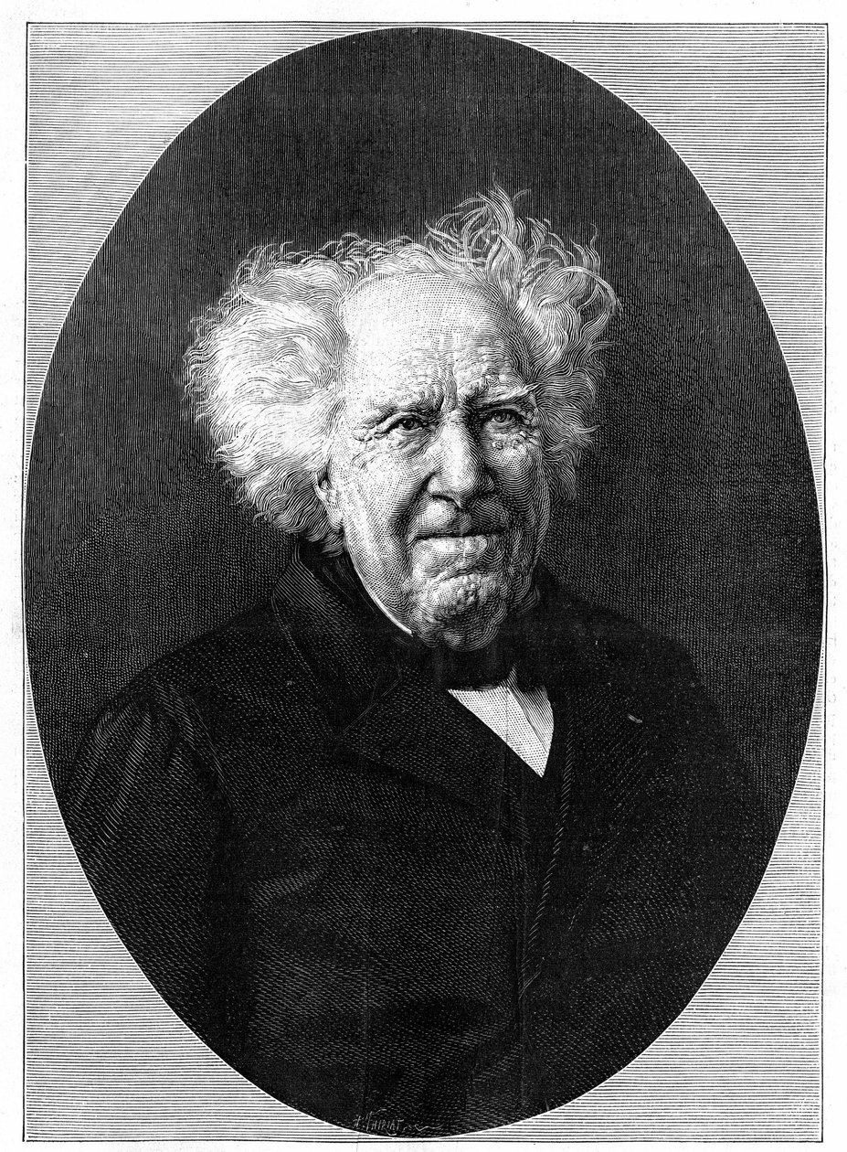 Portrett av Michel Eugene (Michel-Eugene) Chevreul (1786-1889), fransk kjemiker. Gravering i "" Natur: gjennomgang av vitenskapene og deres anvendelser til kunst og industri"" av 28. august av Unknown artist