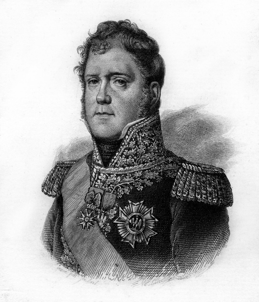 Portrett av Michel Ney (1769-1815), hertug av Elchingen, prins av Moskova, marskalk av Frankrike, gravering fra 1800-tallet av Unknown artist