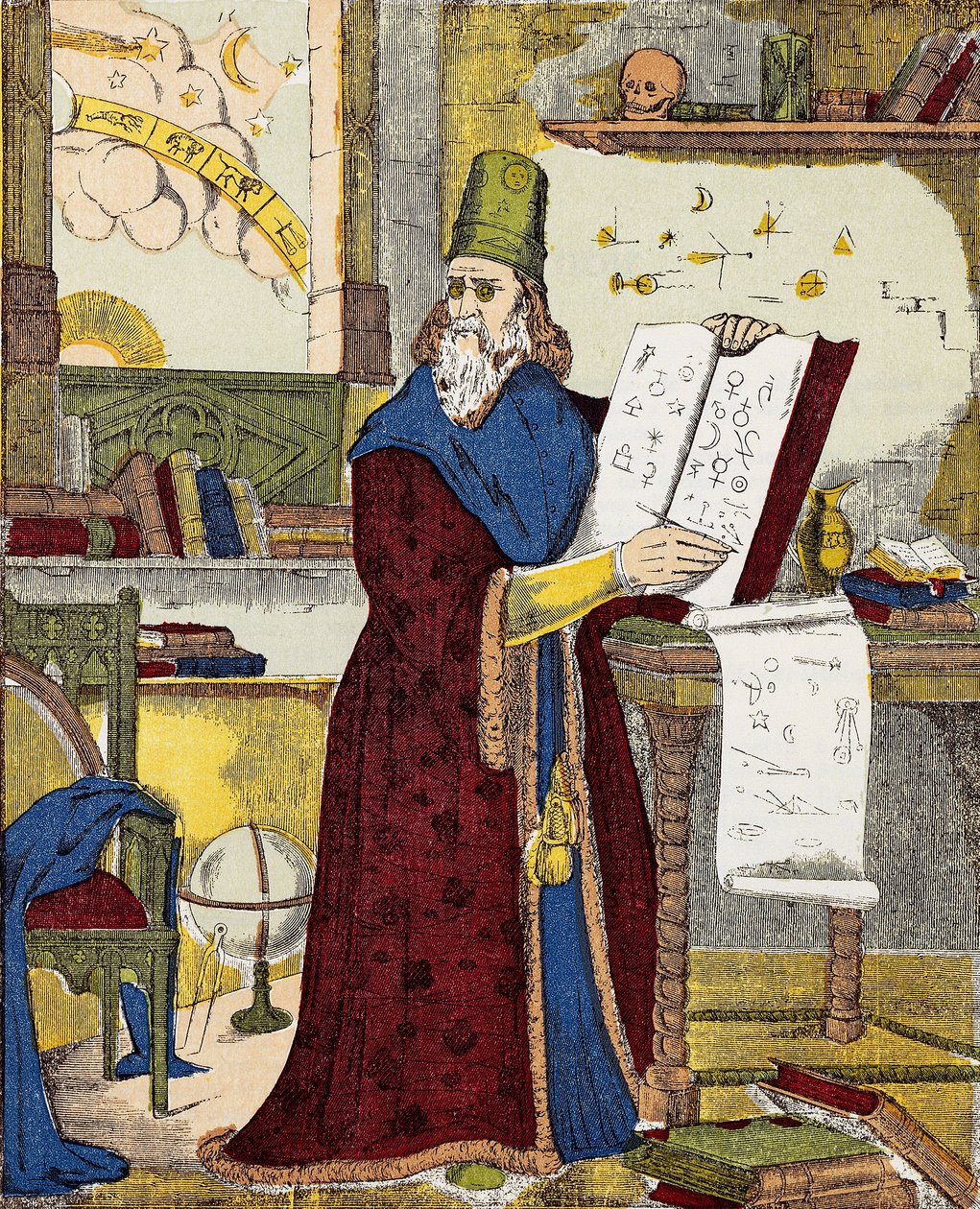 Portrett av Michel de Notre Dame (Nostradamus) Fransk astrolog - Portrett av Nostradamus, Michel de Notre Dame (1503-1566) Fransk astrolog og lege - Gravering av Unknown artist