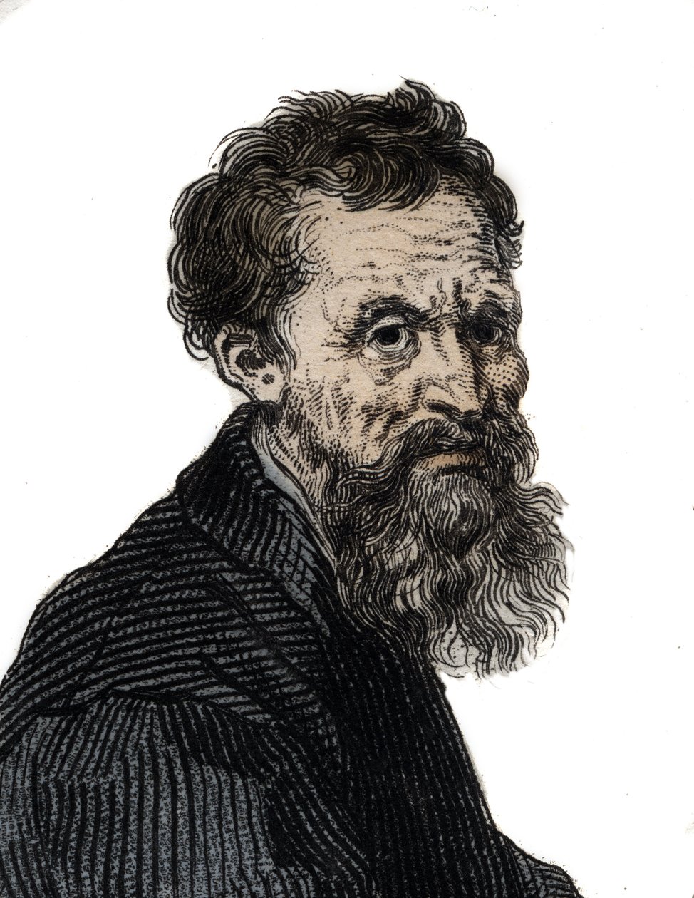 Portrett av Michelangelo Buonarroti italiensk billedhugger - Portrett av Michelangelo Buonarroti dit Michel Ange (Michelangelo eller Michelangelo av Unknown artist