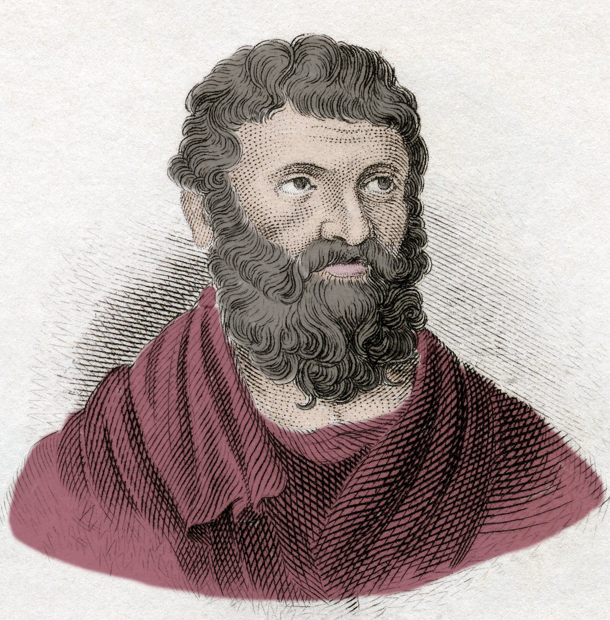 Portrett av Miltiad (Miltiades) den unge (540-489 f.Kr.), athensk strategi og tyrann av Chersonese av Thrakia. Gravering fra 1800-tallet. av Unknown artist