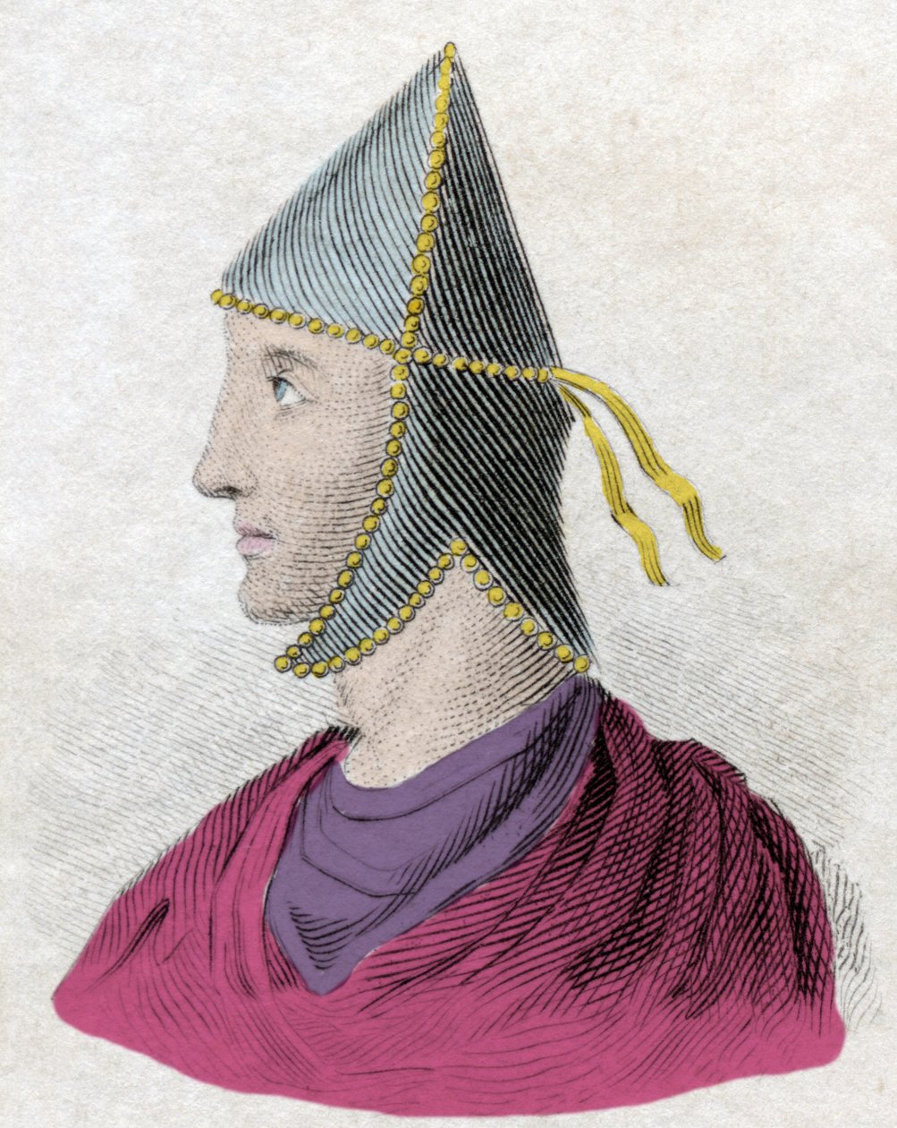 Portrett av Mithridate VI Eupator kalt den store (v.132-63 f.Kr.), konge av broen. (Mitridate, re di Ponto) Gravering fra 1800-tallet. av Unknown artist