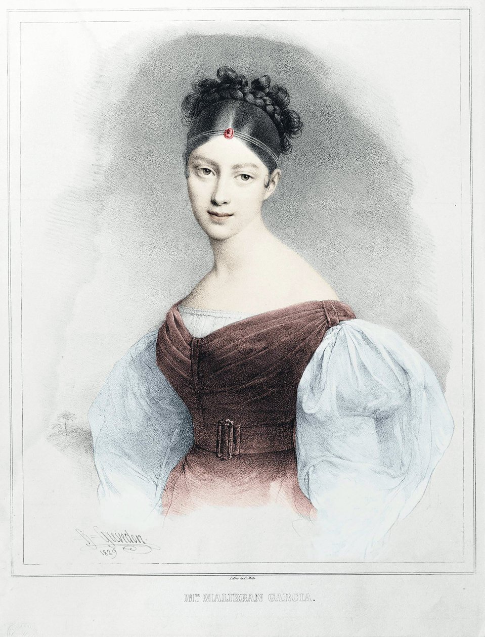 Portrait of Mrs. Malibran Garcia - singer mezzo soprano av Unknown artist