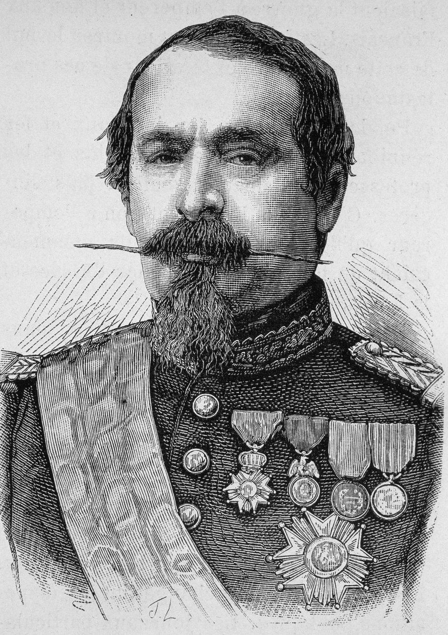 Portrett av Napoleon III (1808 - 1873). Gravering av slutten av 1800-tallet i "Histoire de France"" av H. Martin. av Unknown artist