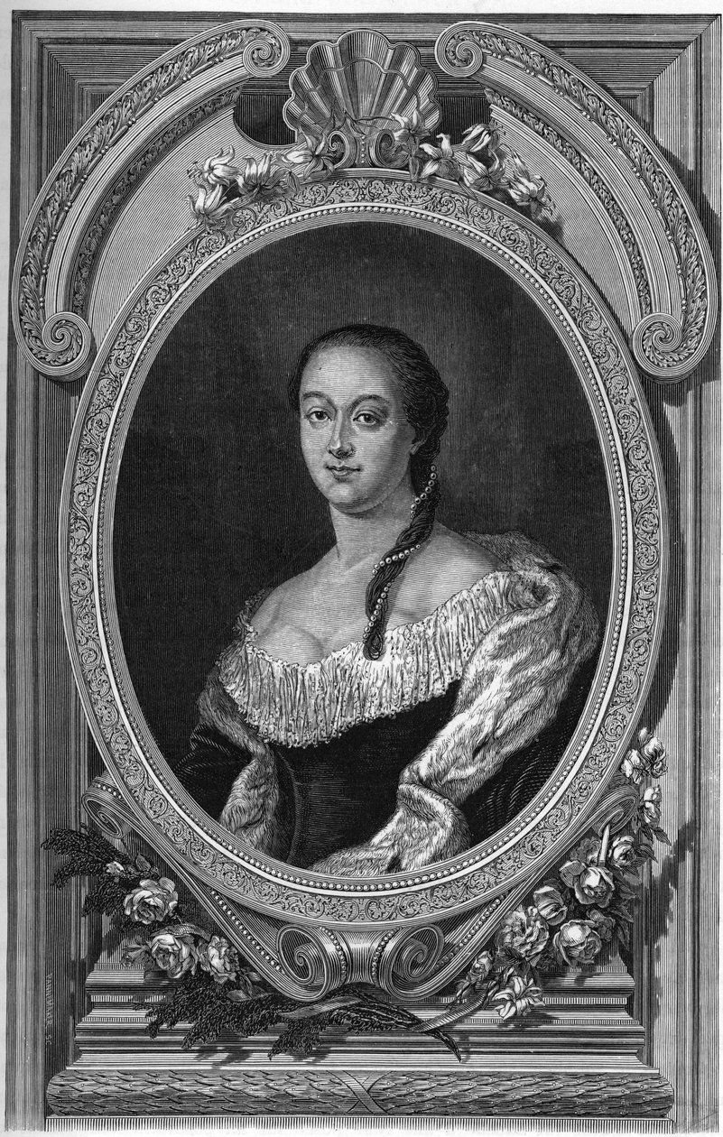 Portrett av Nathalie (Natalaie) Dolgoruki (1714-1771) datter av Boris Petrovich Cheremetiev - Gravering av 1862 i "" The Queens of the World"" av våre første forfattere, bok utgitt under ledelse av Jean Germain Desire ARMENGAUD av Unknown artist