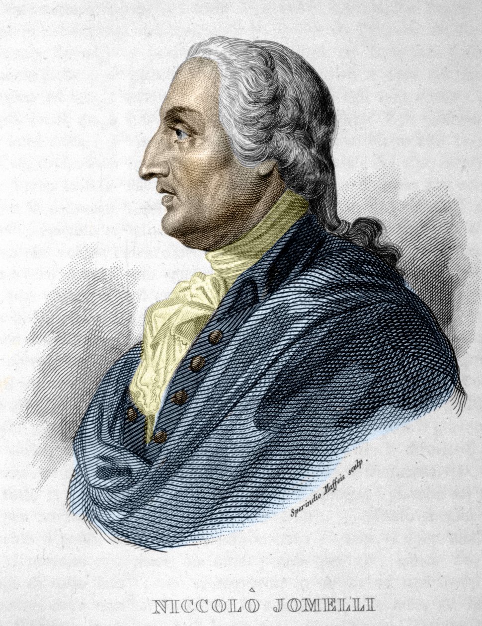 Portrett av Niccolo JOMDELLI italiensk komponist 10. september 1714 (Aversa) - 25. august 1774 (Napoli) gravering 1800-tallet av Unknown artist