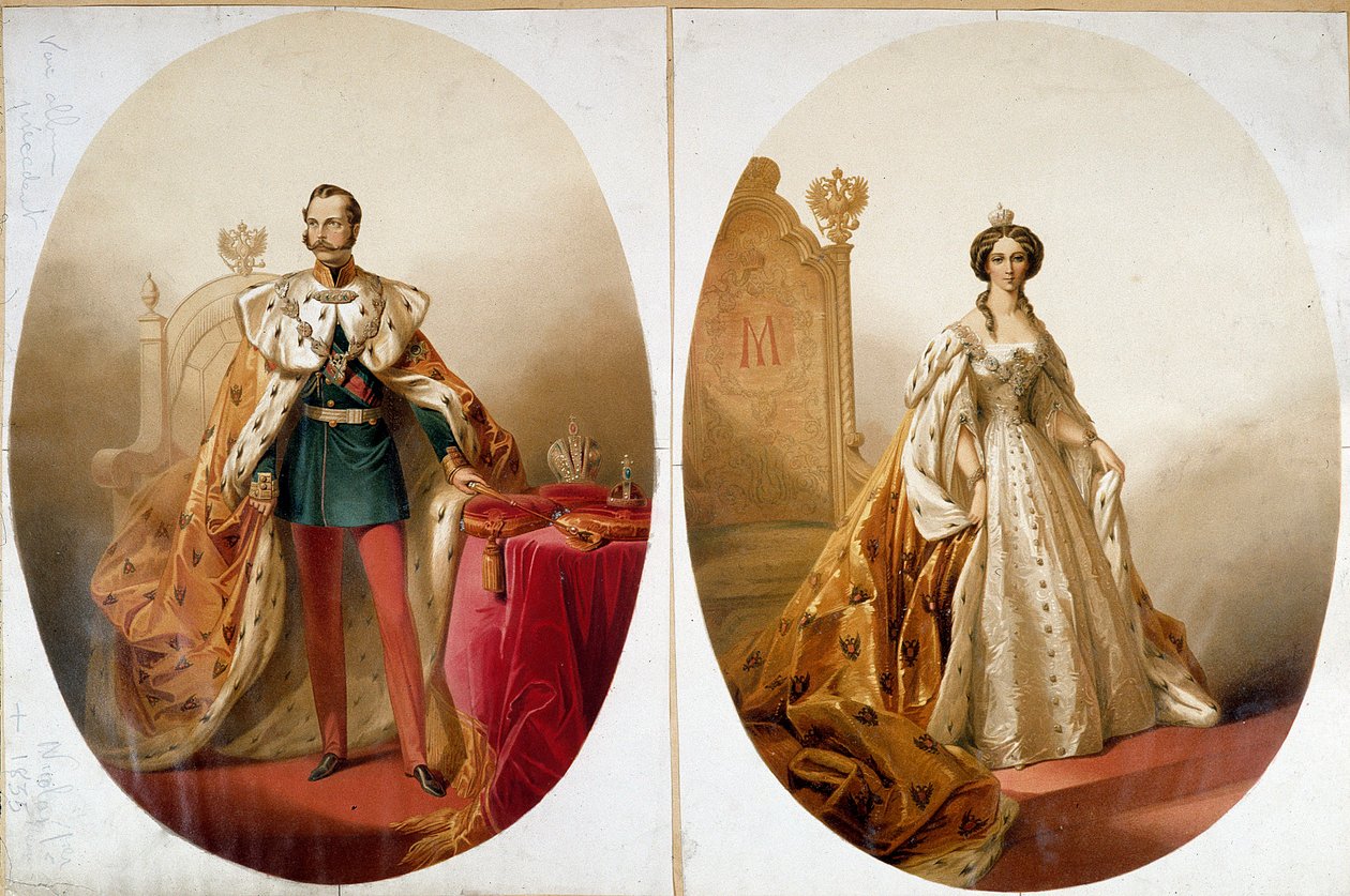 Portrett av Nicholas I (1796-1855), keiser av Russland og hans kone Alexandra Feodorovna av Unknown artist