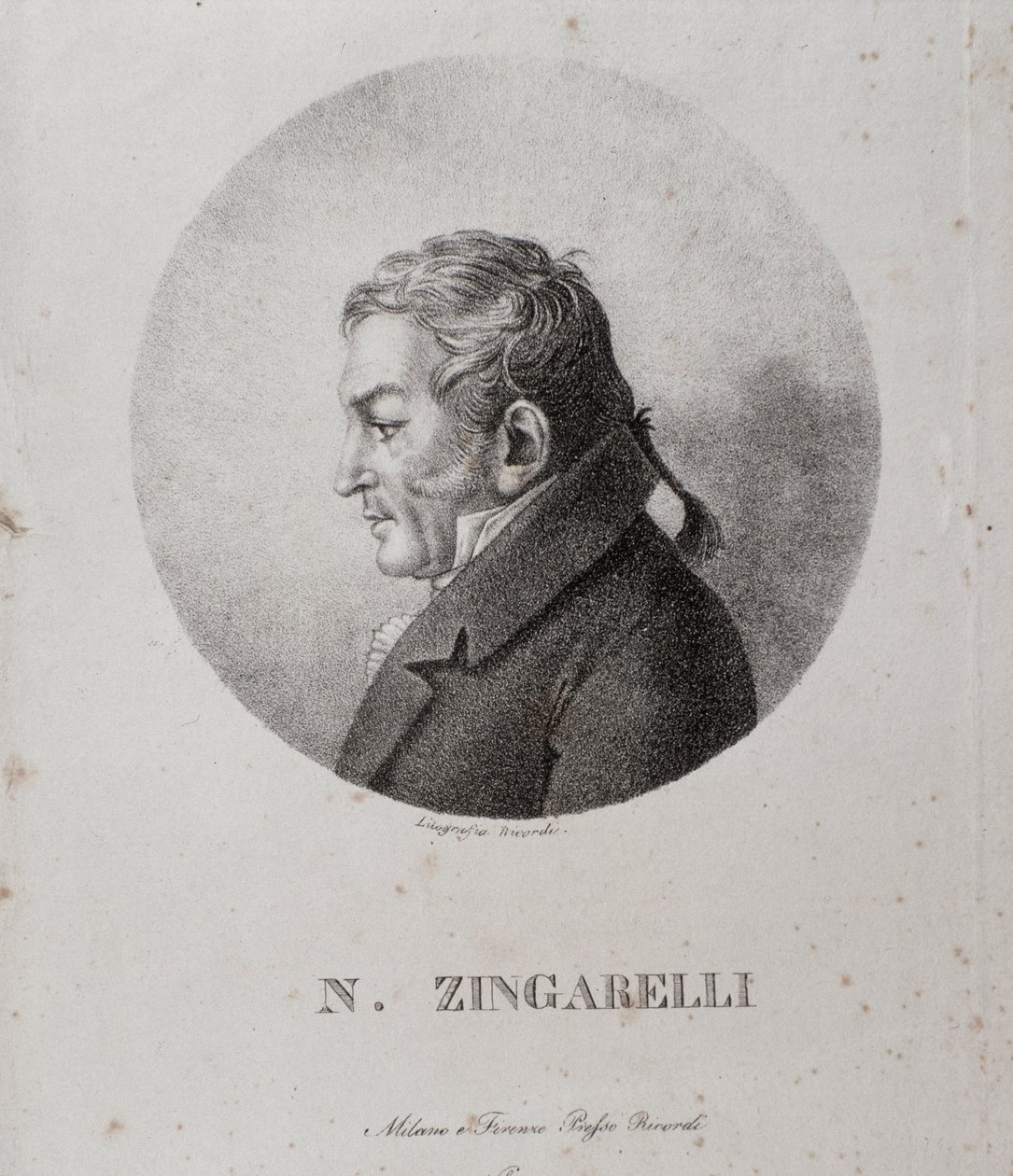Portrett av Nicola Antonio Zingarelli (gravering av Unknown artist