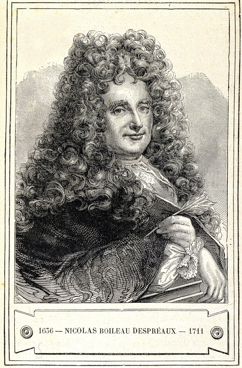 Portrett av Nicolas Boileau Despreaux (Boileau-Despreaux) (1636 - 1711), gravering fra 1800-tallet av Unknown artist