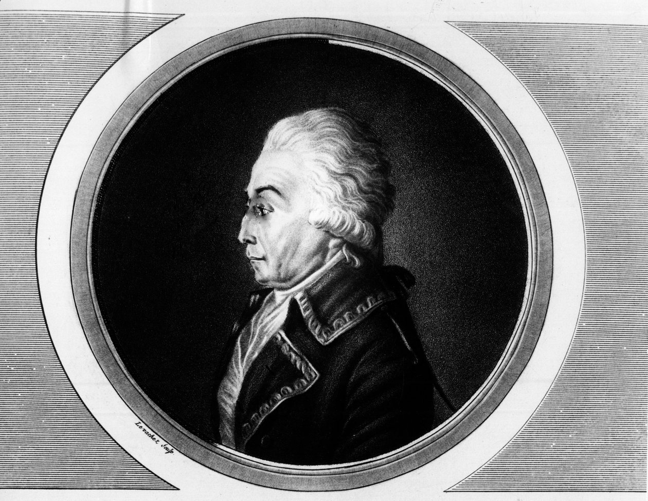 Portrett av Nicolas Luckner (1722-1794) Marechal fra Frankrike. Gravering i "" Komplett samling av historiske malerier fra den franske revolusjonen, i tre bind.""" 1804. av Unknown artist