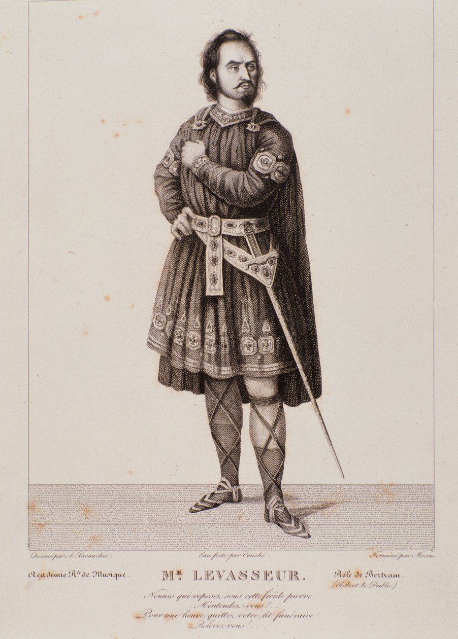 Portrett av Nicolas Prosper Levasseur som Bertram i operaen Robert le Diable (1831) av Unknown artist