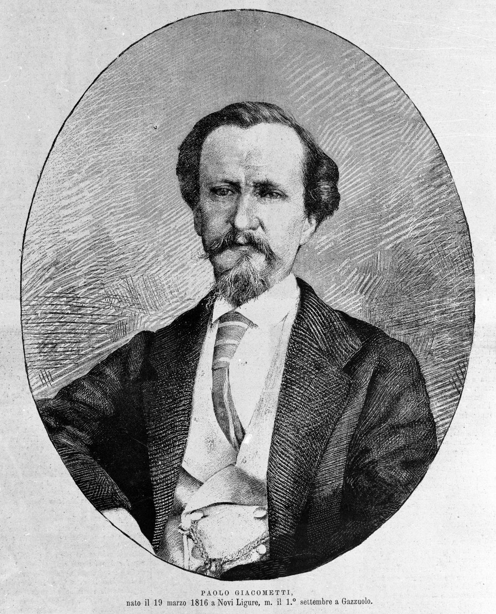 Portrett av Paolo Giacometti (1816-1882) italiensk forfatter. av Unknown artist