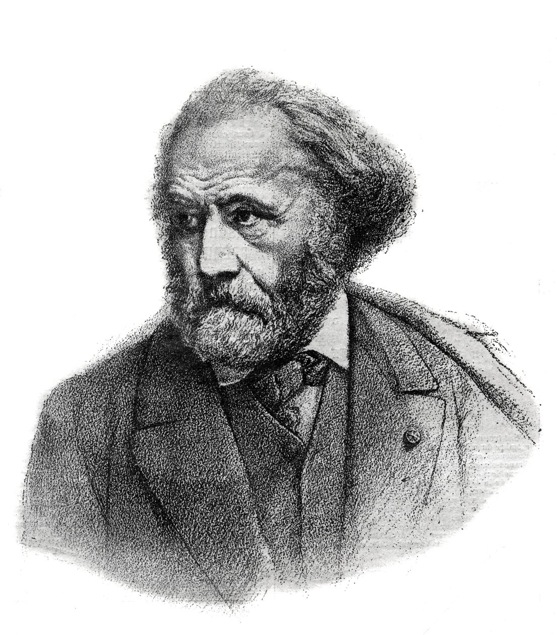 Portrett av Paul Chenavard (1807-1895), fransk maler - gravering av 1895 av Unknown artist