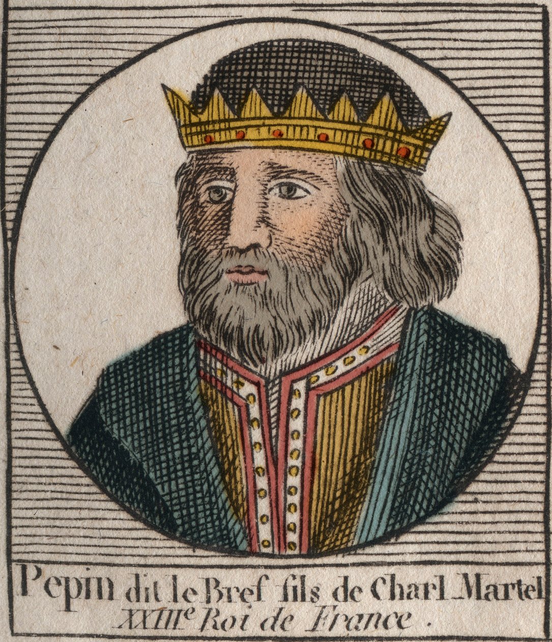 Portrett av Pepin III dit Pepin le Brief (714-768) konge av Frankrike - Pepin III (714-768) (Pepin den korte) kongen av frankerne - gravering fra "Instruction sur l