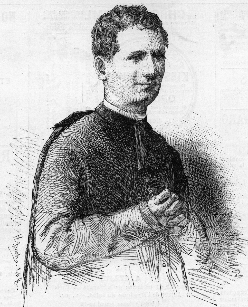 Portrait of Pere Dom Bosco, illustrious Italian ecclesiastical known throughout 19th century Europe for his holy acts. It was decedin 1888. av Unknown artist