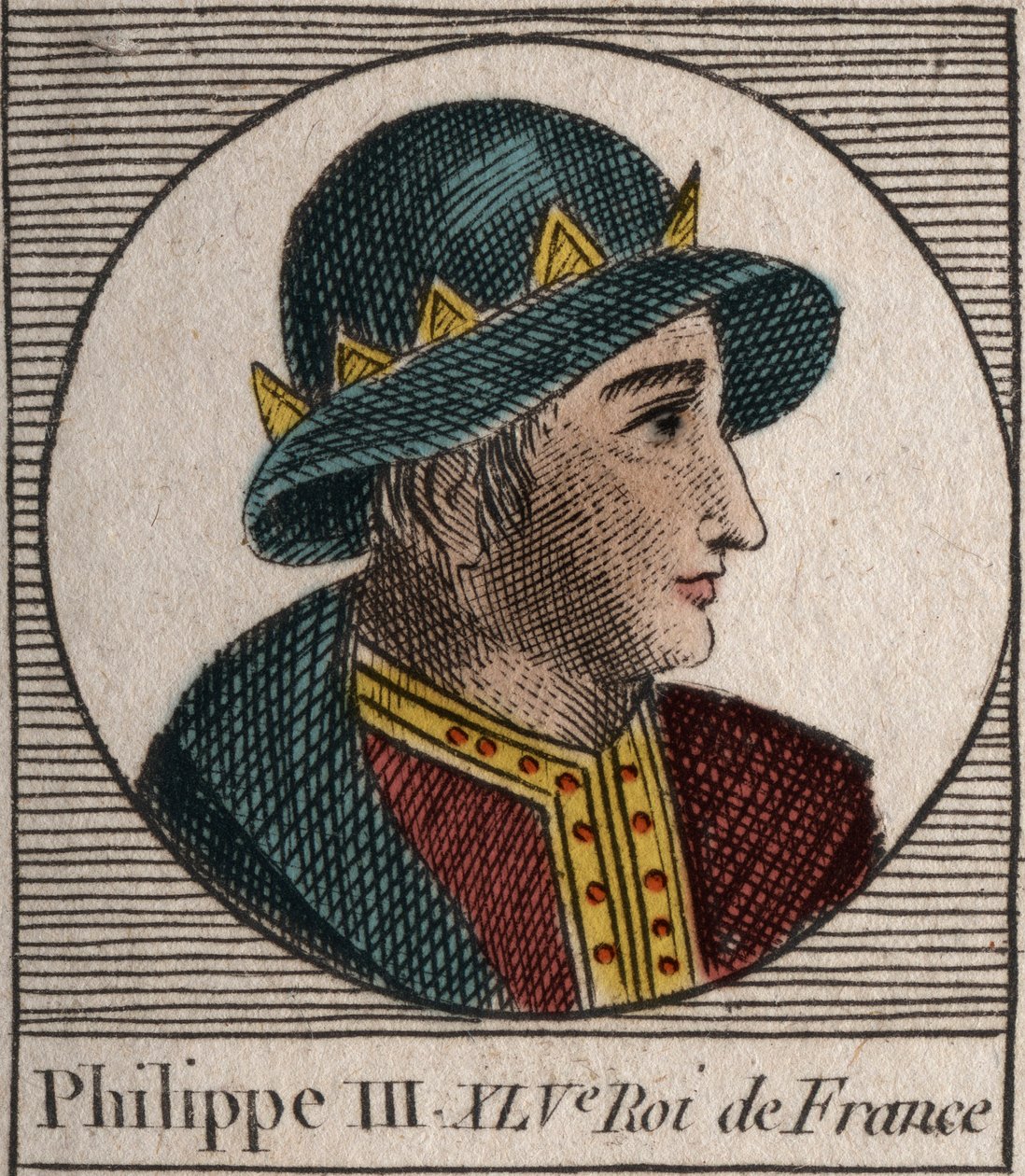 Portrait of Philip III of France, dit Philippe le Hardi (1245-1285) (dynasty of the Capetians) - Philip III called the Bold King of France - engraving from “Instruction sur l
