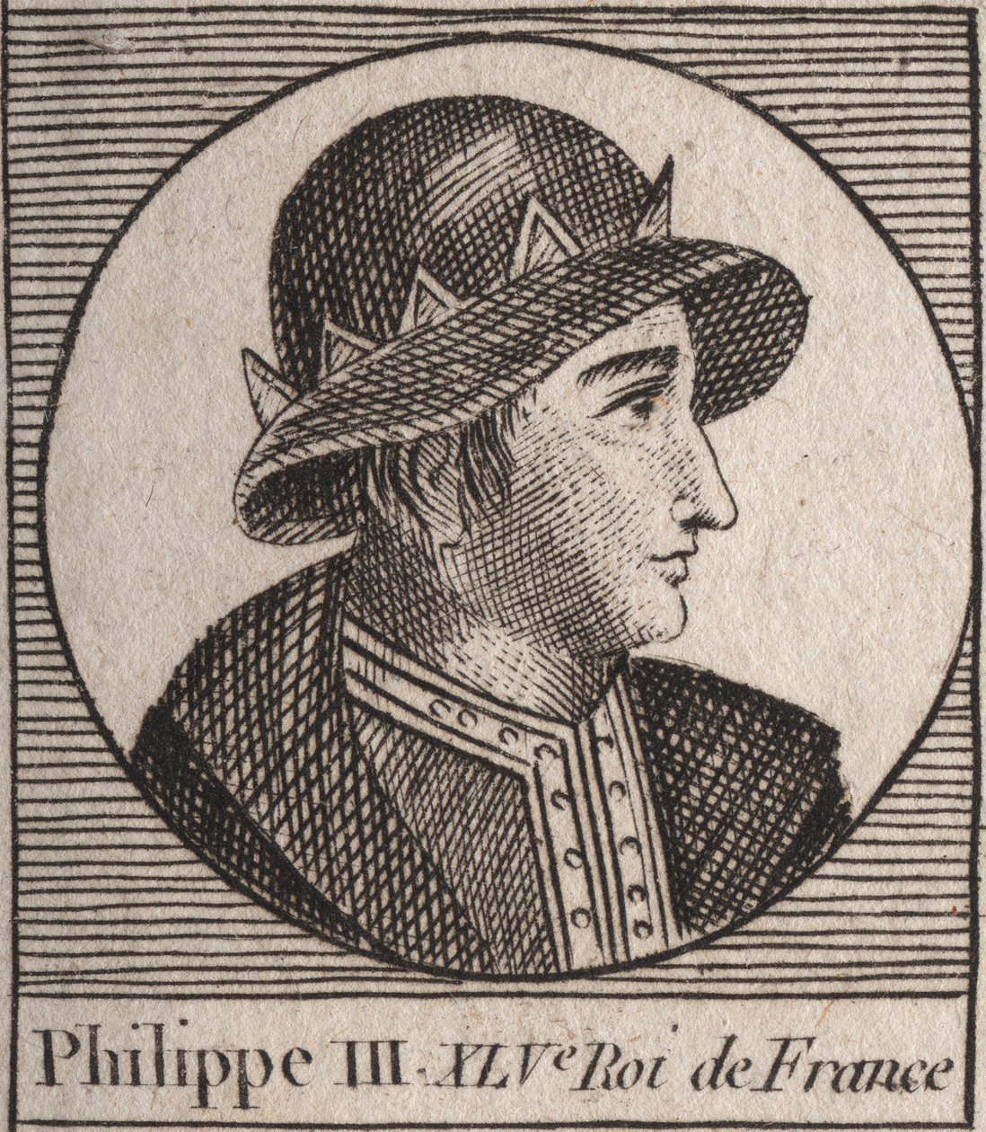 Portrett av Philip III av Frankrike, dit Philippe le Hardi (1245-1285) (kapetianernes dynasti) - Philip III kalt den dristige kongen av Frankrike - gravering fra "Instruction sur l