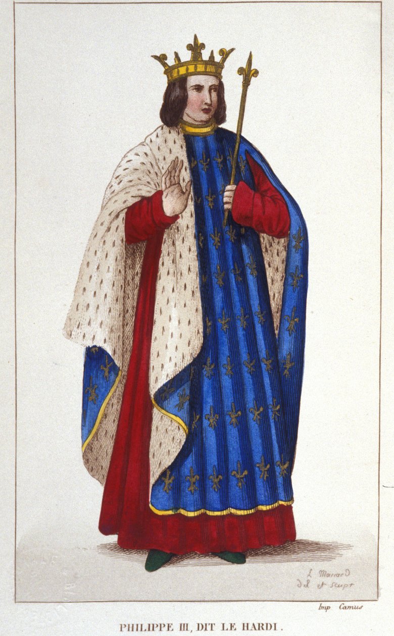 Portrett av Filip III Hardi.gravering fra 1830 av Unknown artist