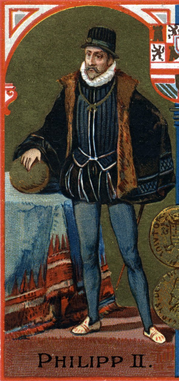 Portrett av Filip II (1527-1598), konge av Spania. av Unknown artist
