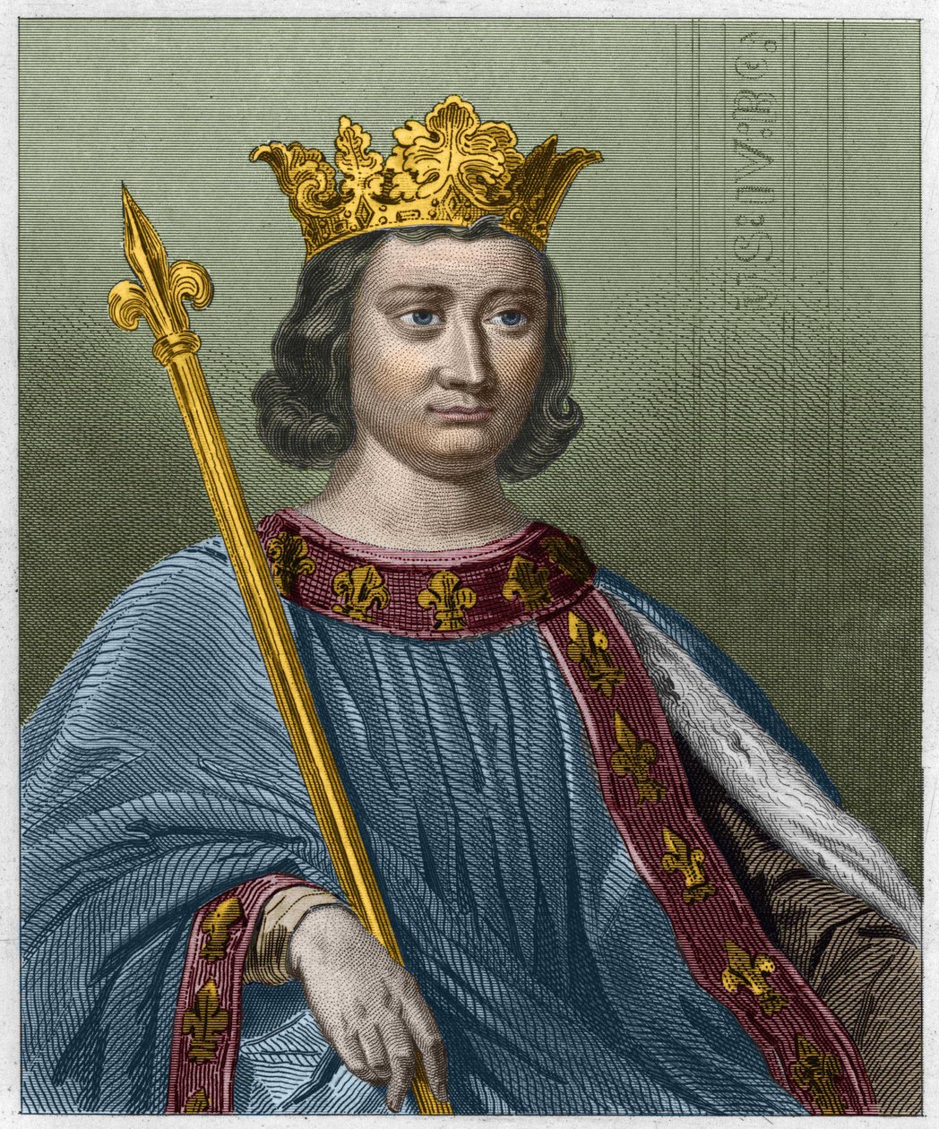 Portrett av Philip IV dit le bel, konge av Frankrike - i "" Histoire des Francais"" av Lavallee, gravering, sd. av Unknown artist