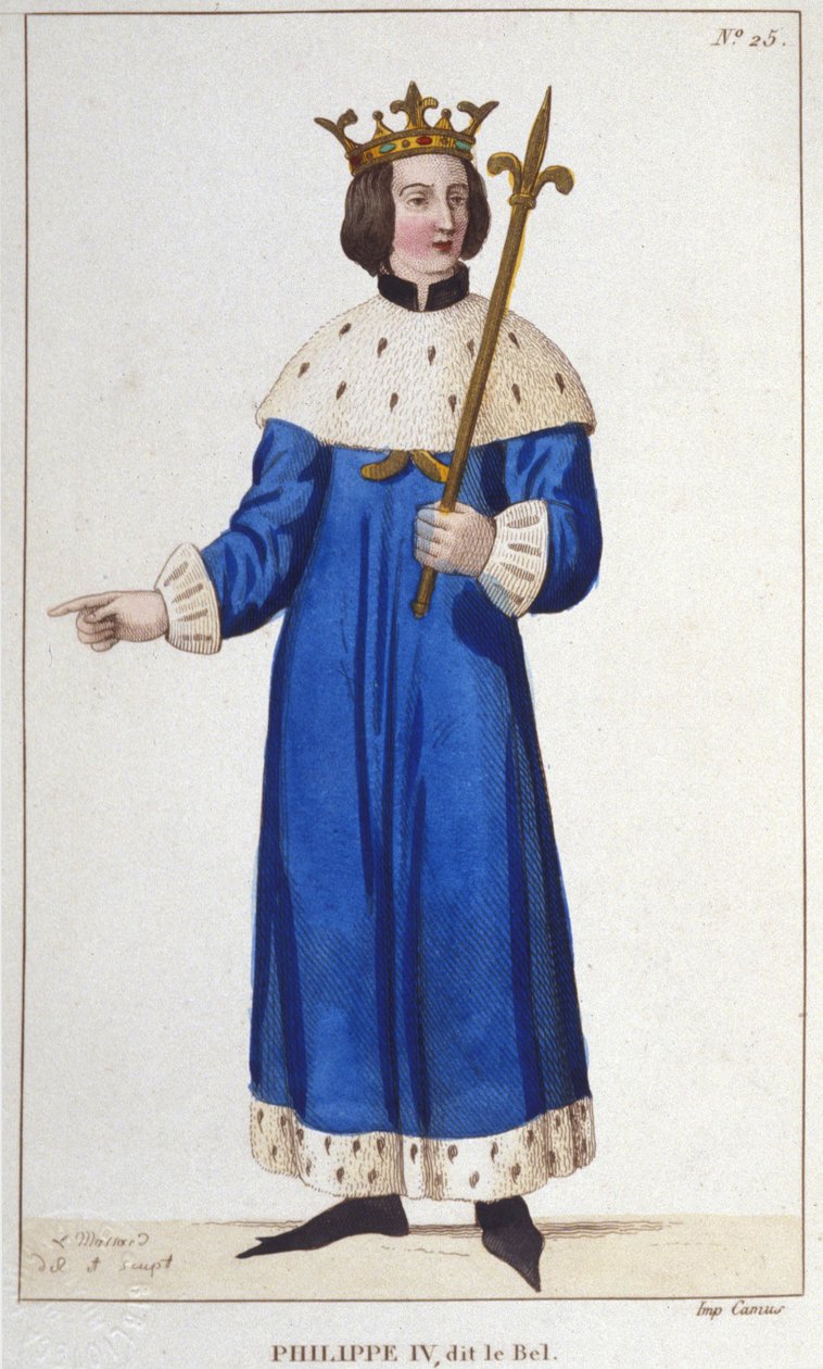 Portrett av Filip IV the Bel (1268 - 1314), konge av Frankrike gravering fra 1830 av Unknown artist