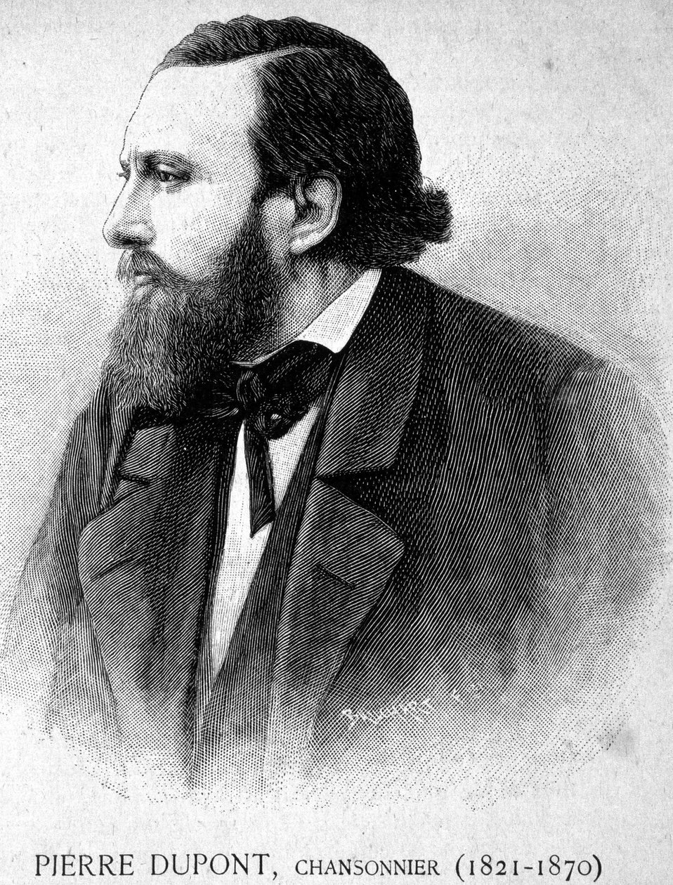 Portrett av Pierre Dupont, Chansonnier (1821 -1870) - i "" Les Contemporains", n.d. sent på 1800-tallet. av Unknown artist