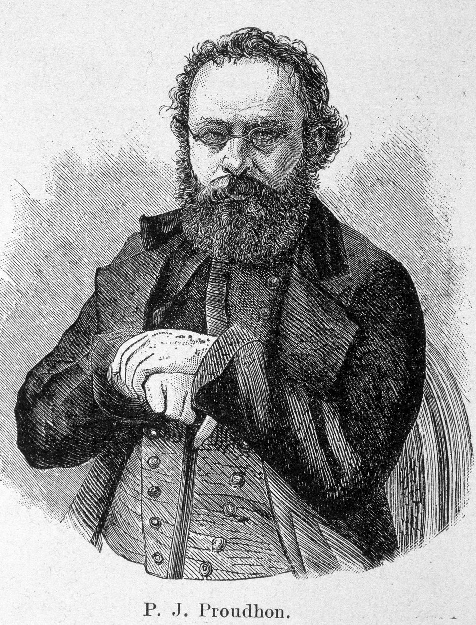Portrett av Pierre Joseph Proudhon (1809 - 1865), fransk sosialist av Unknown artist