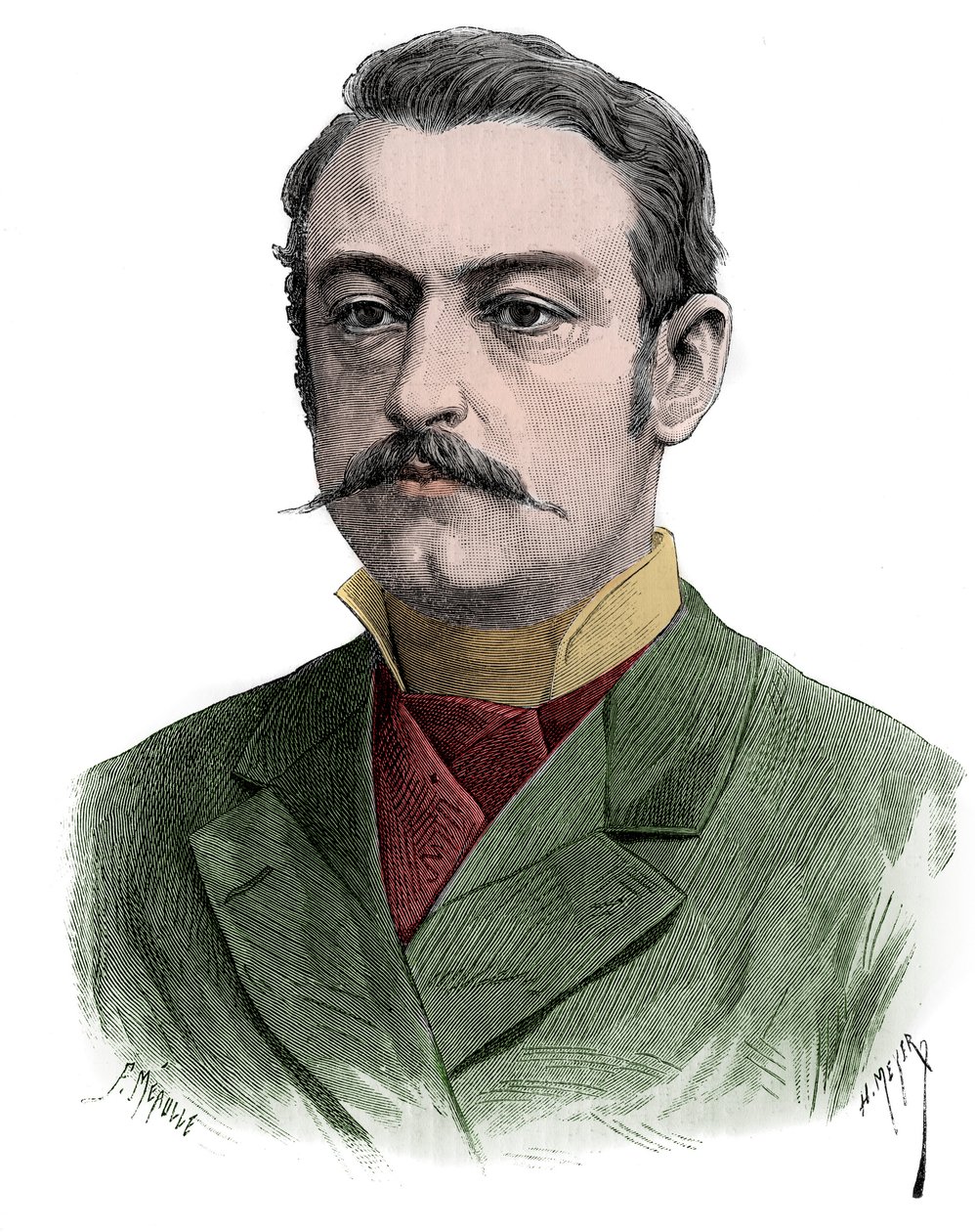 Portrett av Pierre Waldeck Rousseau, fransk statsmann - gravering 1883 av Unknown Artist