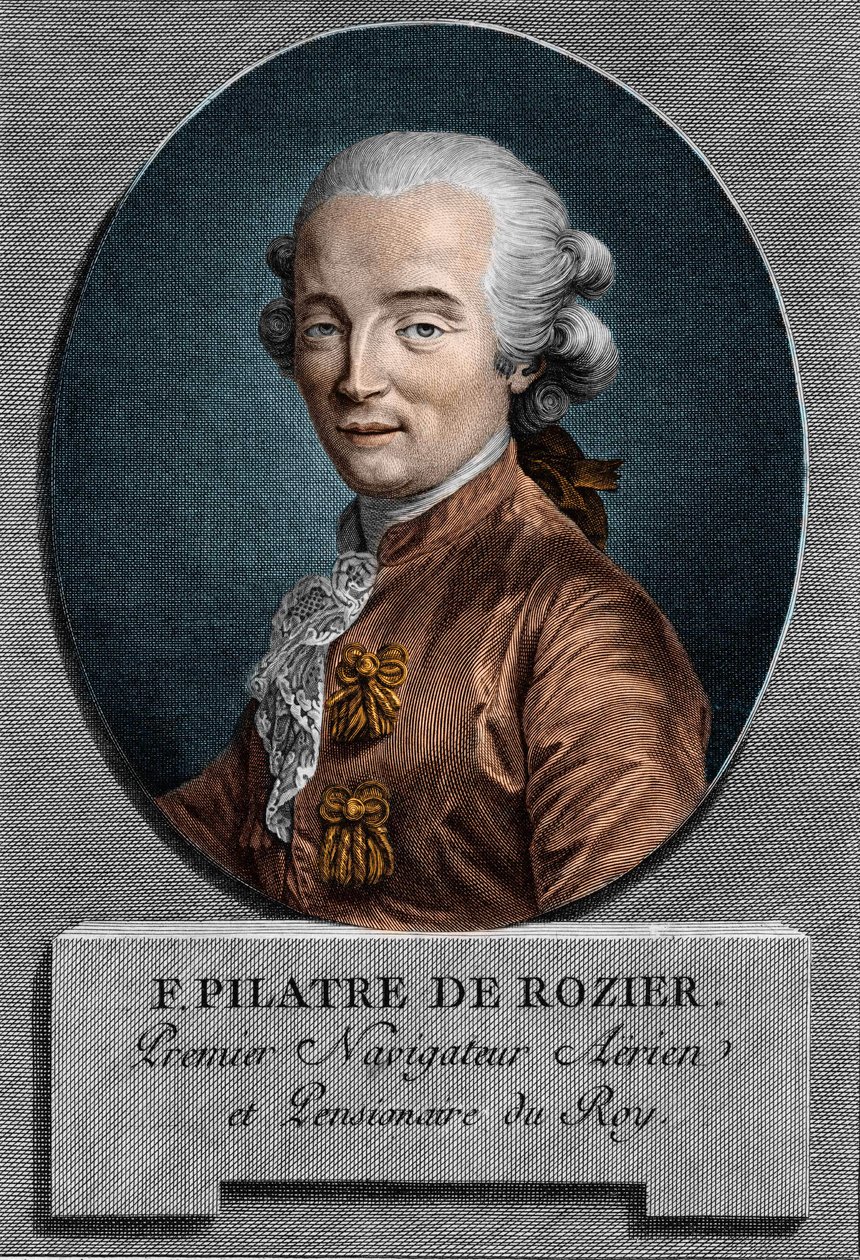 Portrett av Pilâtre de Rozier (1756 - 1785), fransk fysiker og luftfart (første tur i luftballong) av Unknown artist