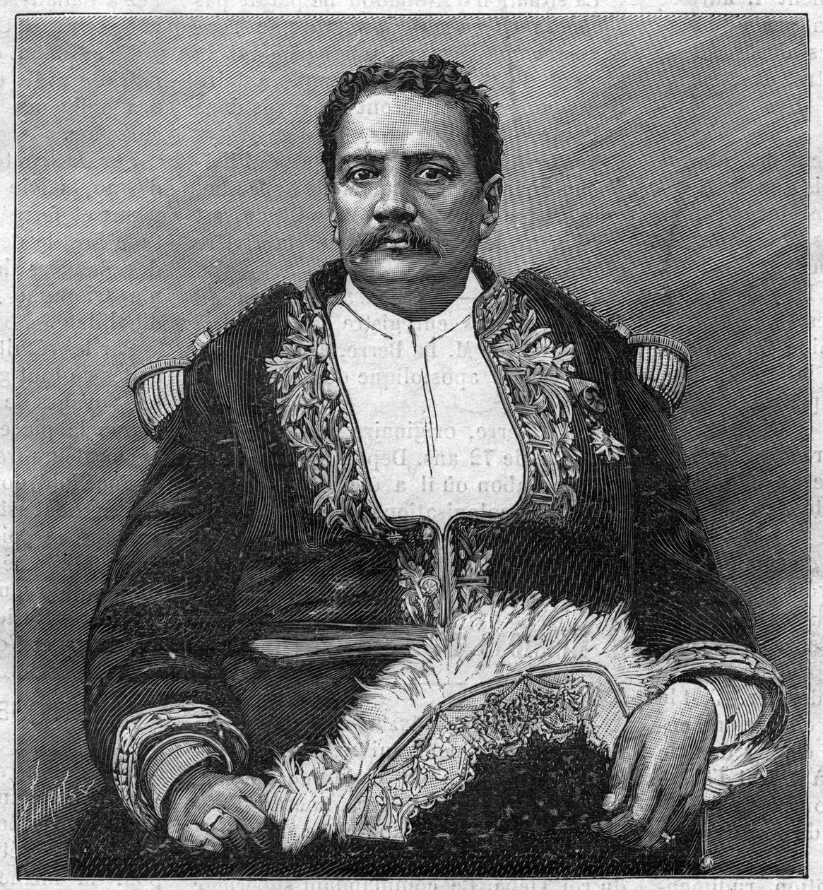 Portrett av Pomare V (1839 - 1891) den siste monarken av Tahiti - gravering av Unknown artist