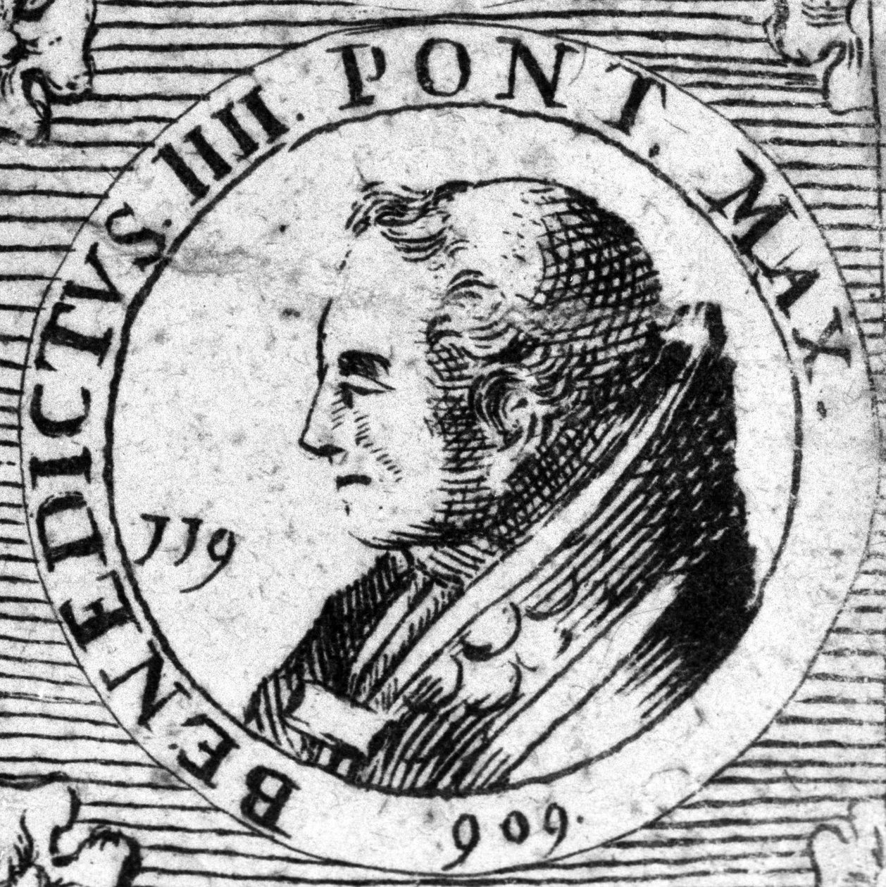 Portrett av pave Benedikt IV. Gravering av 1800-tallet. av Unknown artist