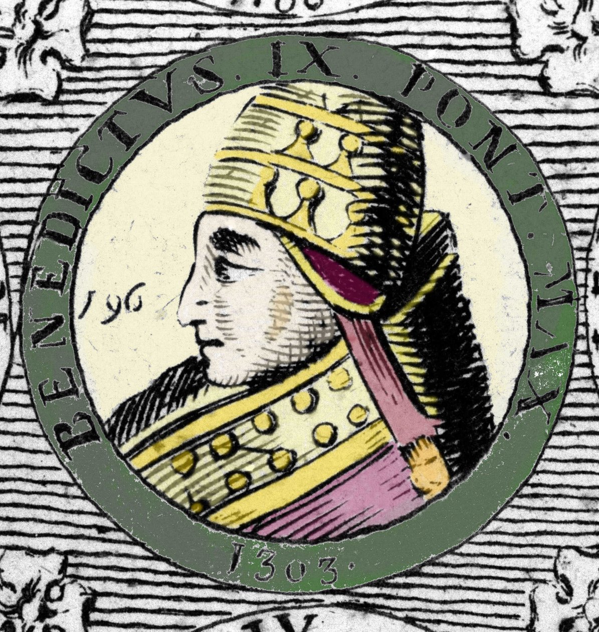 Portrett av pave Benedikt IX. Gravering av 1800-tallet. av Unknown artist